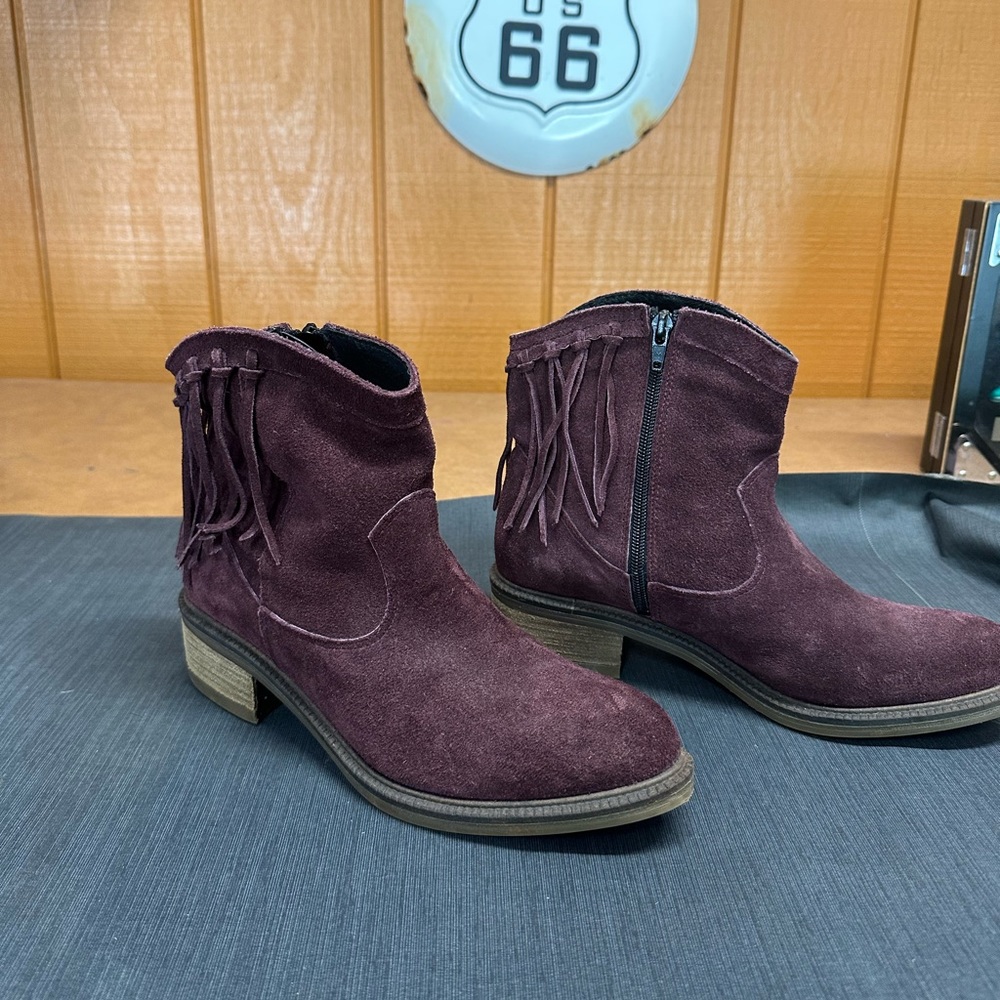 Eric, Michael, purple suede side zip boots
